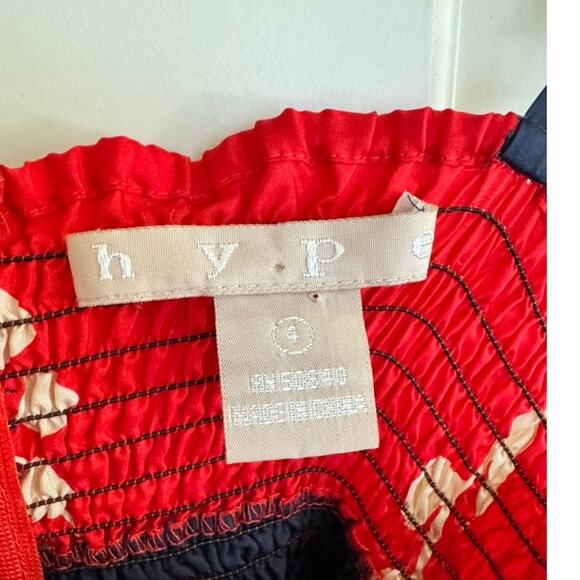 Hype Women’s Red Navy Floral Midi Dress Size 4 Spaghetti Strap Fit & Flare - Picture 4 of 10